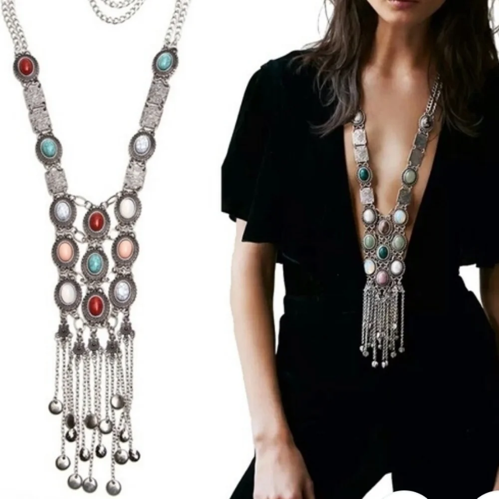 3 Left...Silver-tone Statement Boho Necklace - Picture 1 of 7